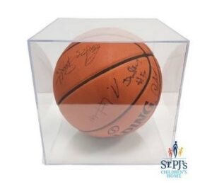basketball in glass case